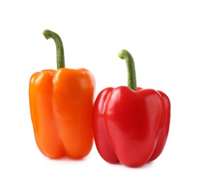 Photo of Ripe colorful bell peppers isolated on white