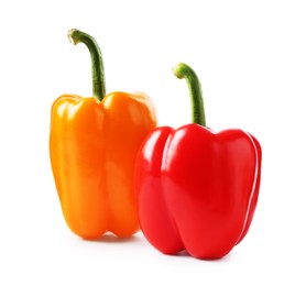 Photo of Ripe colorful bell peppers isolated on white