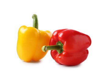 Photo of Ripe colorful bell peppers isolated on white