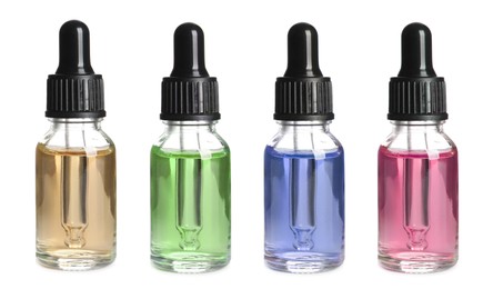 Image of Different tinctures in bottles isolated on white, set