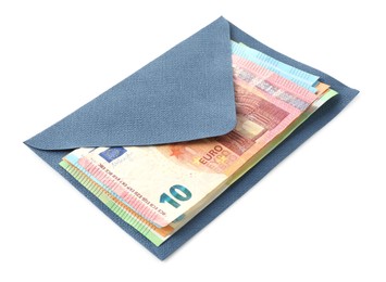 Photo of Money bonus. Envelope with euro banknotes isolated on white