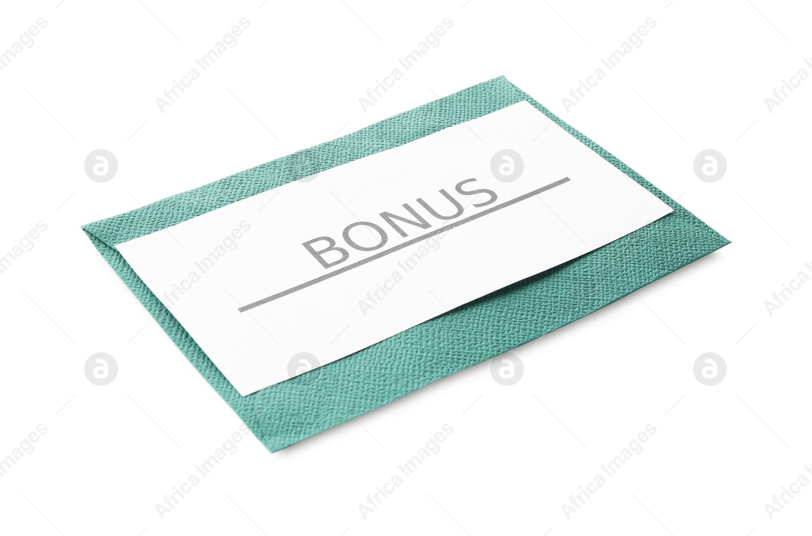 Envelope with word Bonus isolated on white Photo of Envelope with word Bonus isolated on white