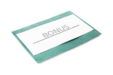Photo of Envelope with word Bonus isolated on white