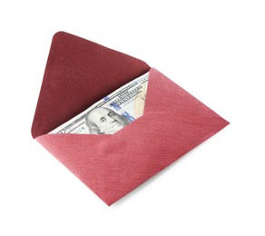 Photo of Money bonus. Envelope with dollar banknotes isolated on white