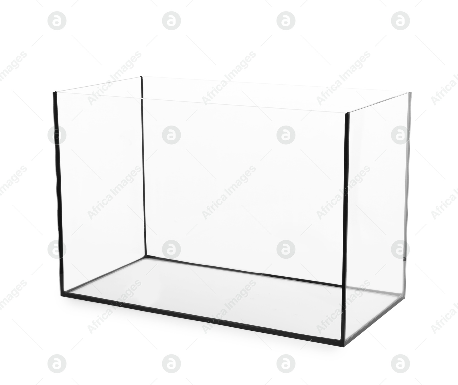 One empty glass aquarium isolated on white Photo of One empty glass aquarium isolated on white