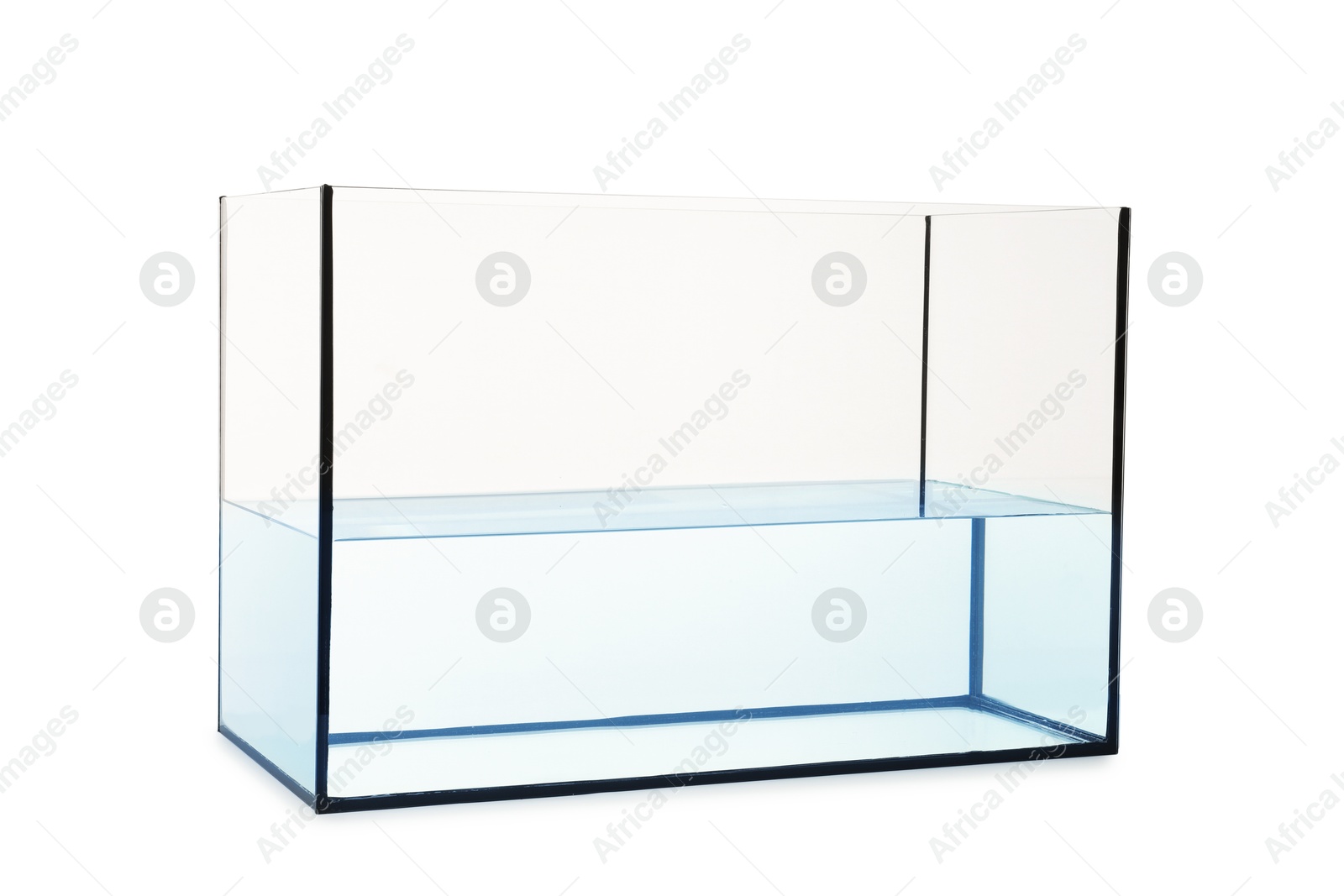 Glass aquarium with water isolated on white Photo of Glass aquarium with water isolated on white