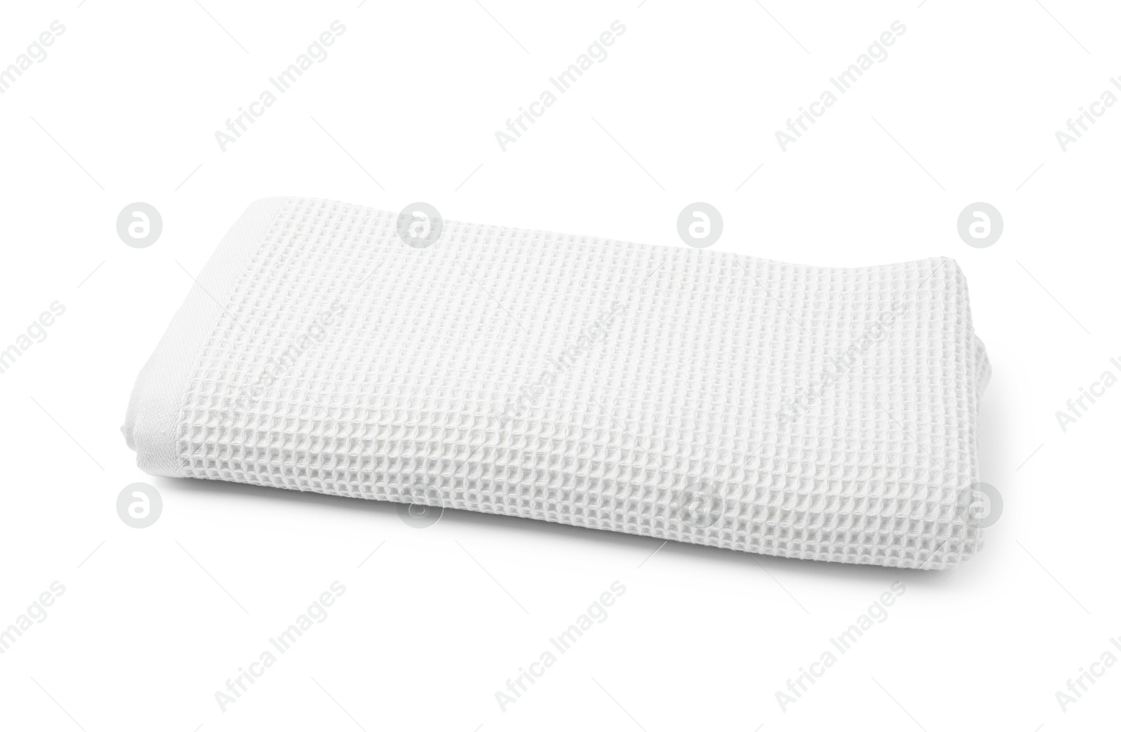 One clean waffle towel isolated on white Photo of One clean waffle towel isolated on white