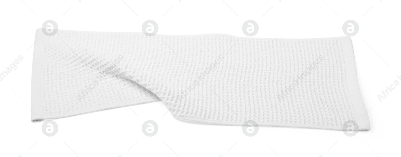 One clean waffle towel isolated on white Photo of One clean waffle towel isolated on white