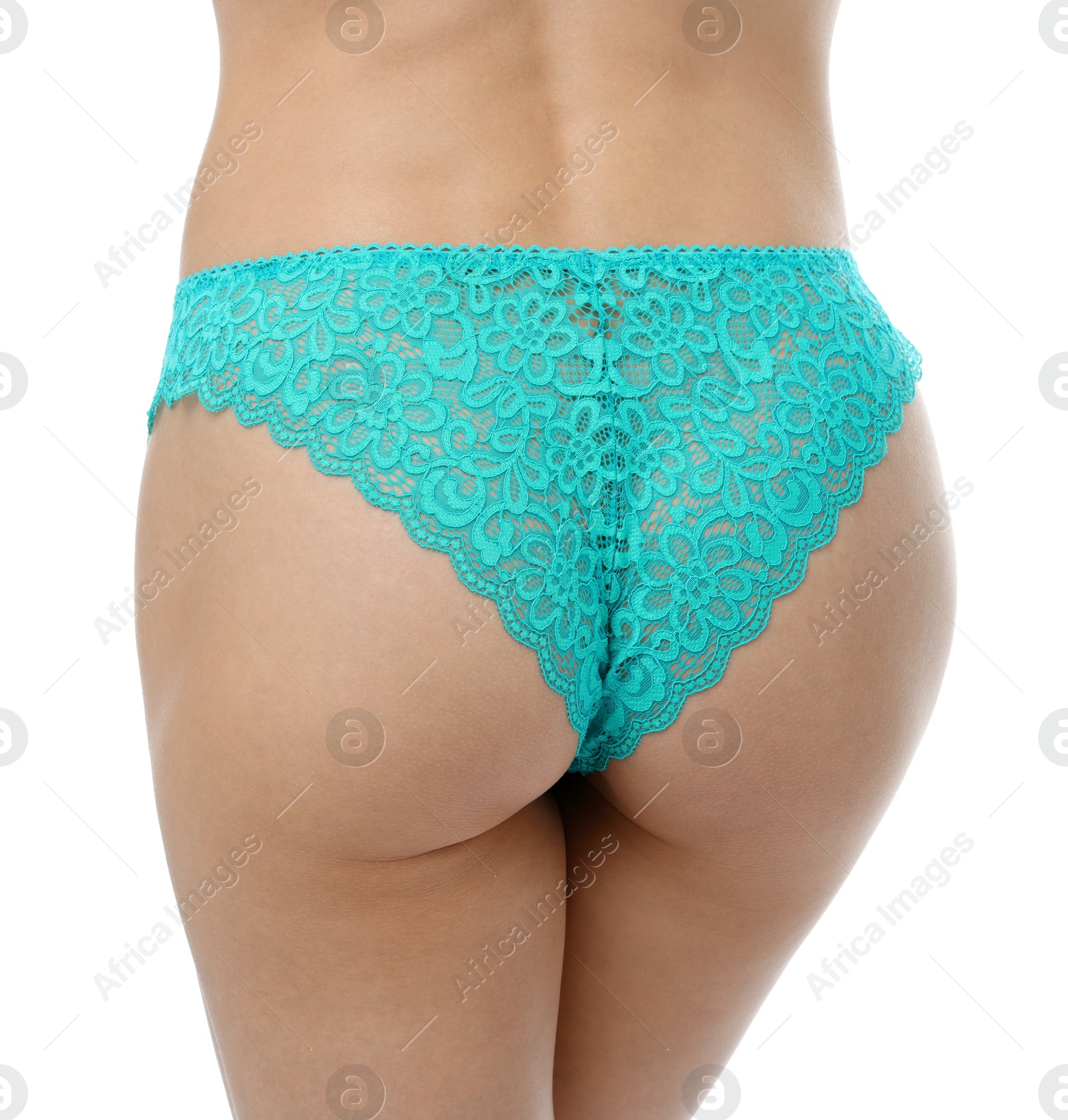 Woman wearing beautiful underwear on white background, closeup Photo of Woman wearing beautiful underwear on white background, closeup