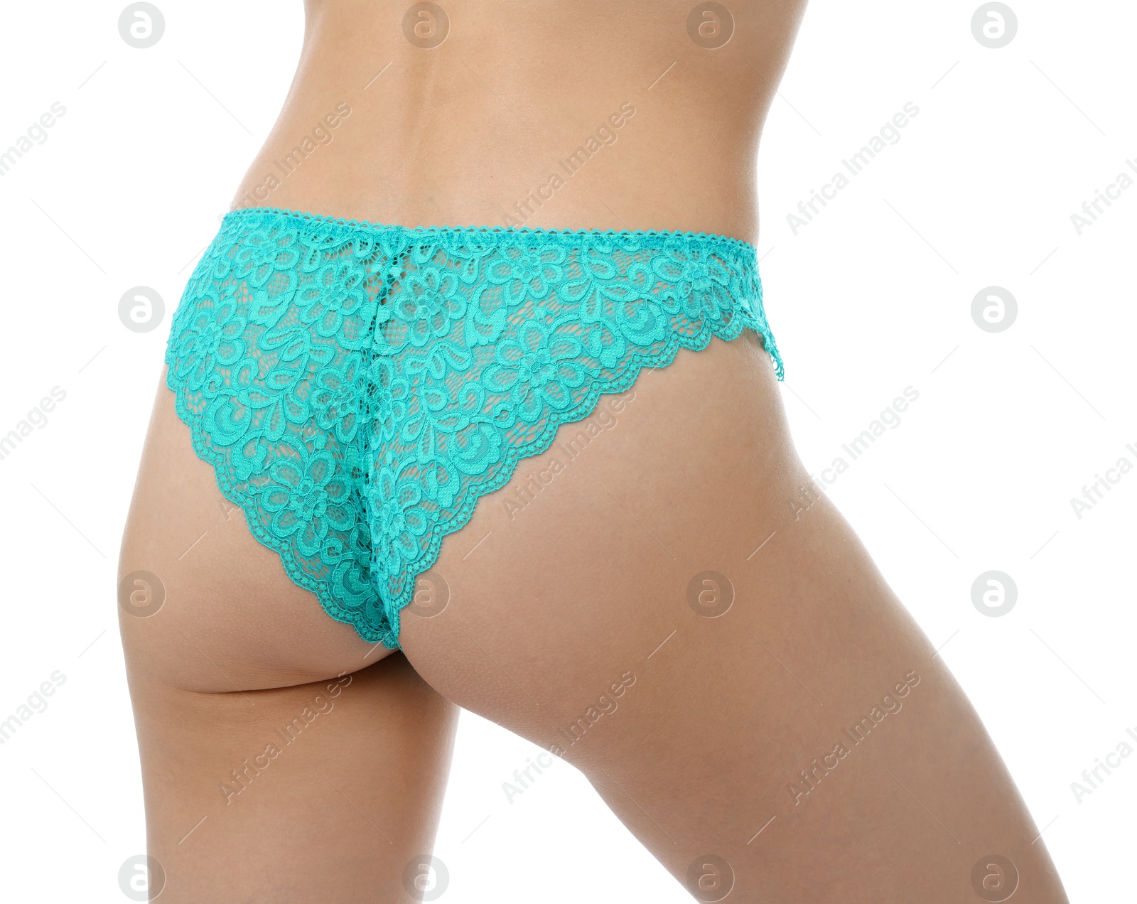 Woman wearing beautiful underwear on white background, closeup Photo of Woman wearing beautiful underwear on white background, closeup
