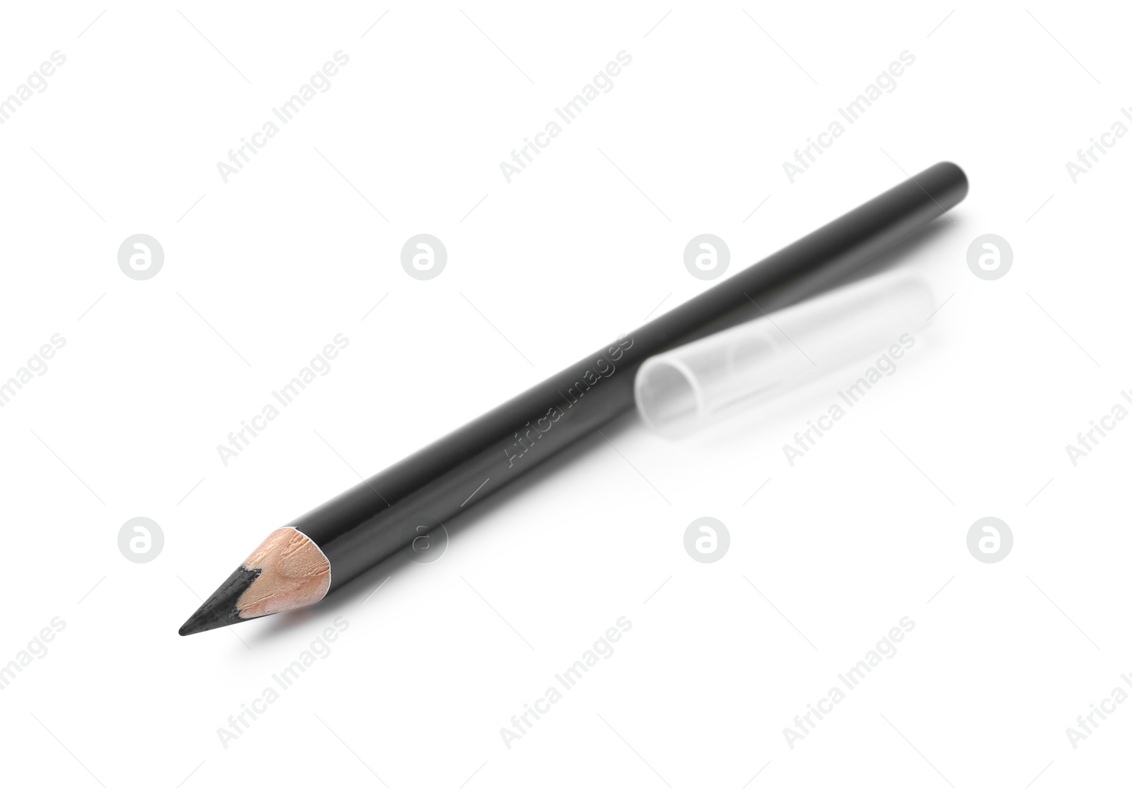 One black eyebrow pencil isolated on white Photo of One black eyebrow pencil isolated on white