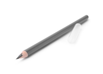 Photo of One grey eyebrow pencil isolated on white