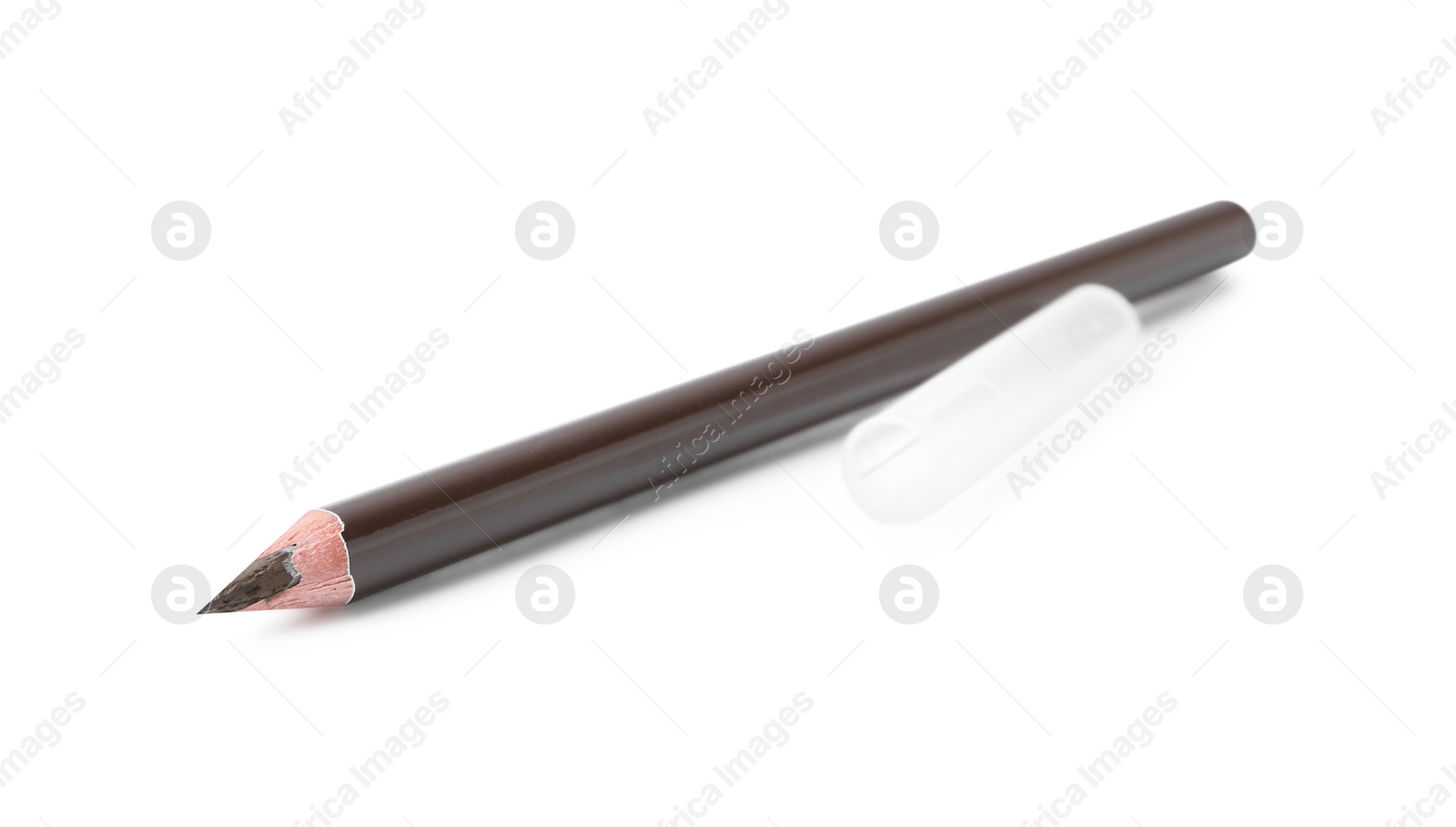 One brown eyebrow pencil isolated on white Photo of One brown eyebrow pencil isolated on white