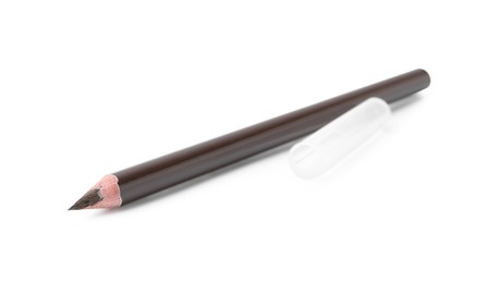 Photo of One brown eyebrow pencil isolated on white