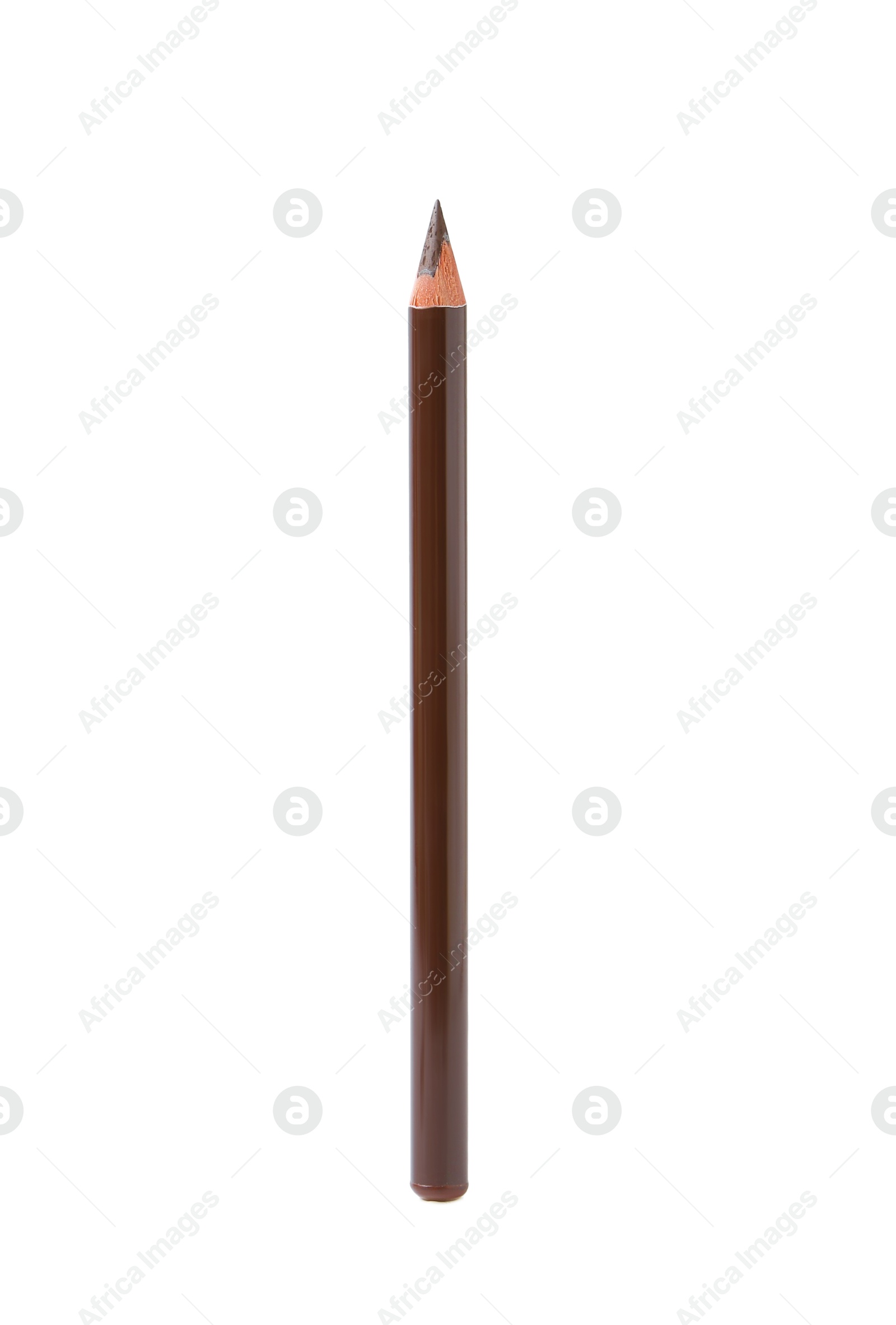 One brown eyebrow pencil isolated on white Photo of One brown eyebrow pencil isolated on white