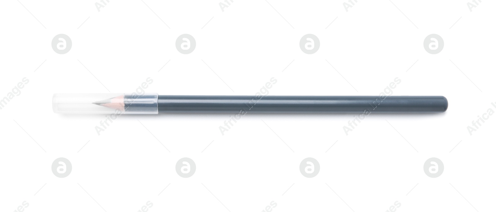 Grey eyebrow pencil isolated on white, top view Photo of Grey eyebrow pencil isolated on white, top view