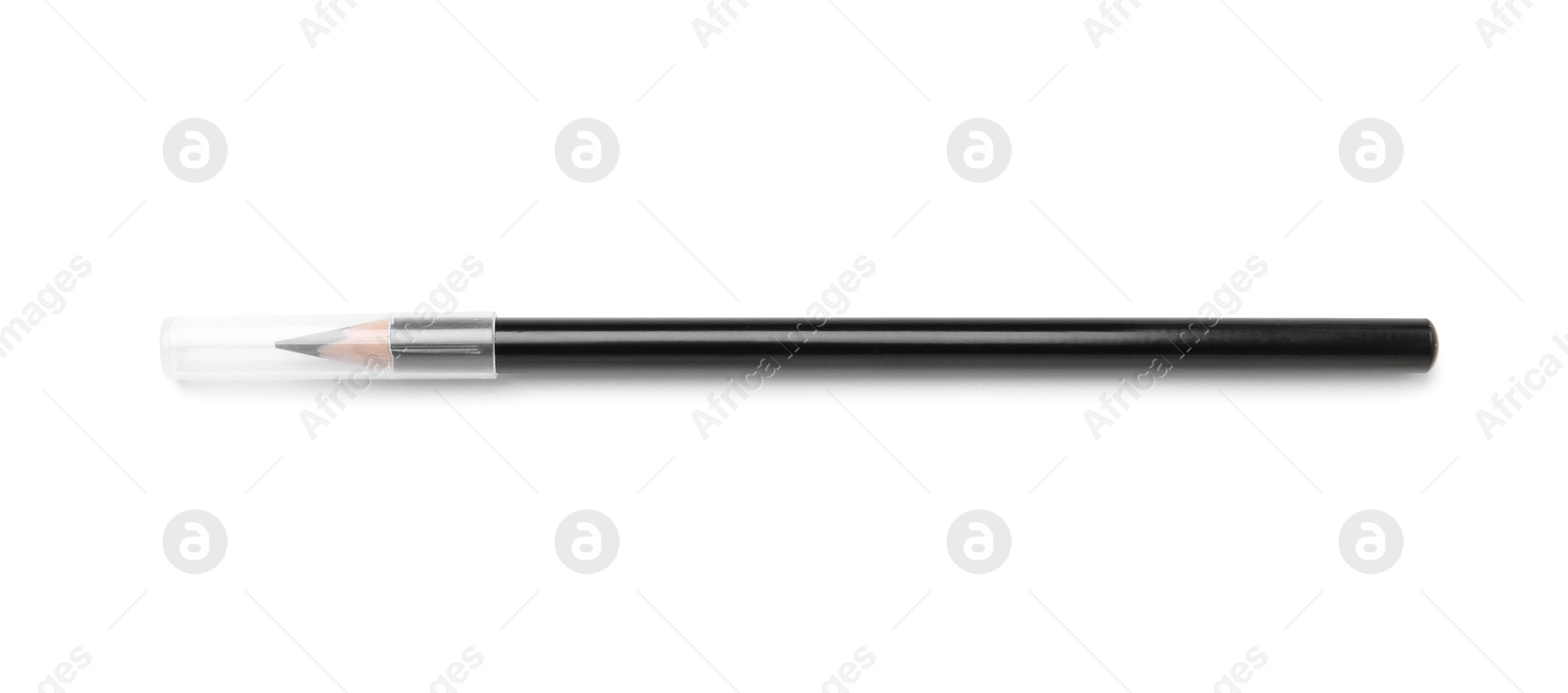 Black eyebrow pencil isolated on white, top view Photo of Black eyebrow pencil isolated on white, top view