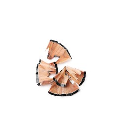Photo of Eyebrow pencil shavings isolated on white, top view