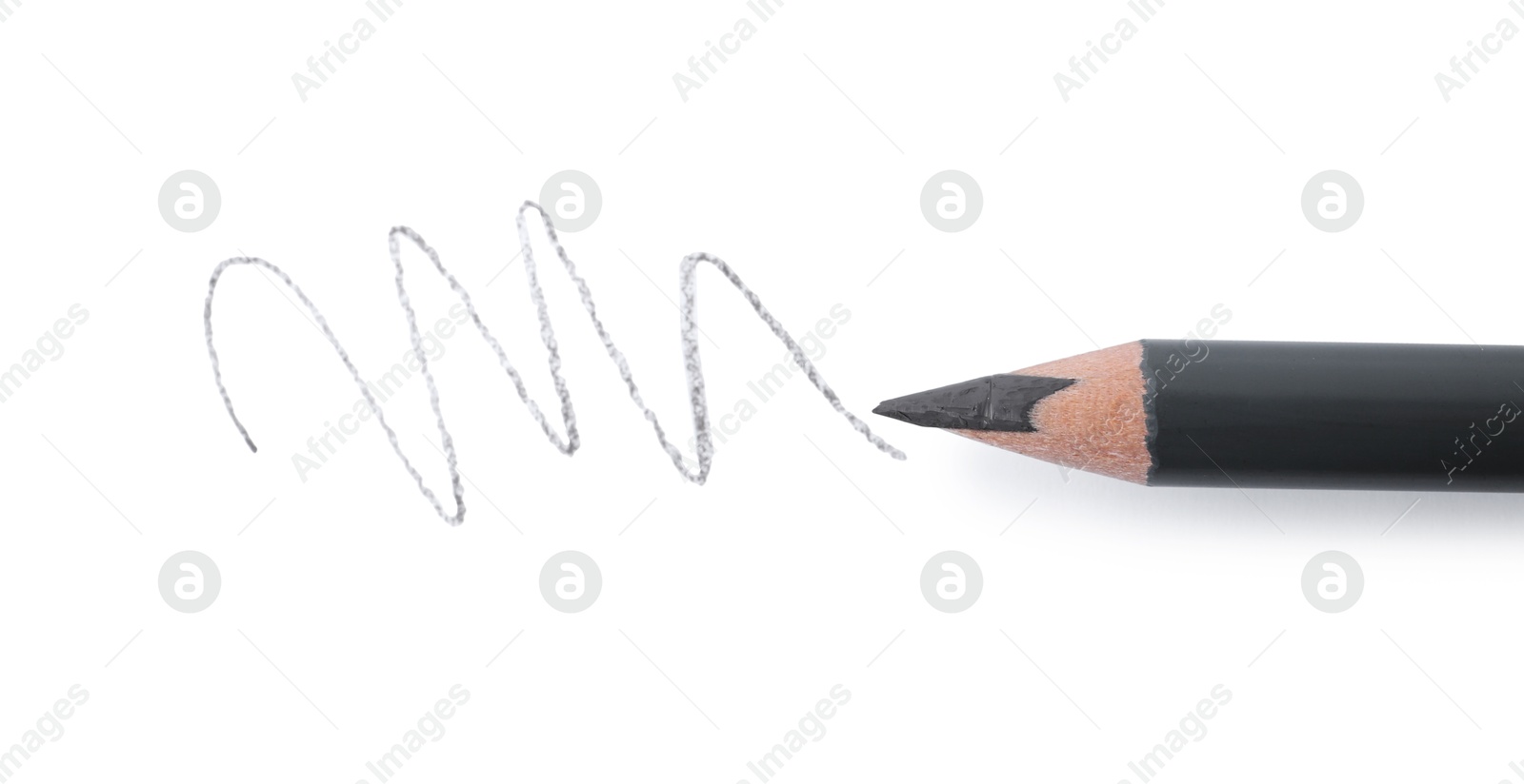 Beautiful eyebrow pencil and strokes isolated on white, top view Photo of Beautiful eyebrow pencil and strokes isolated on white, top view