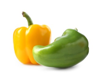 Photo of Ripe colorful bell peppers isolated on white
