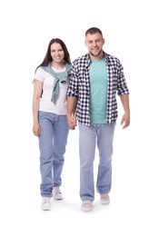 Photo of Portrait of happy couple on white background