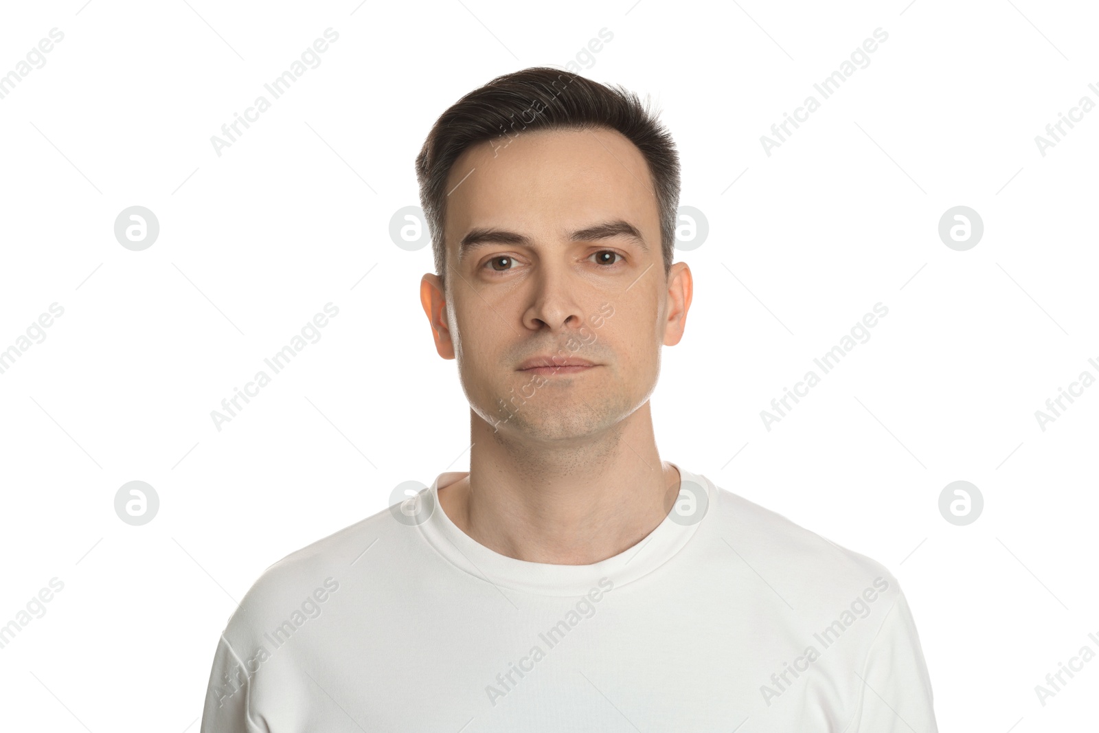 Handsome man after shaving on white background Photo of Handsome man after shaving on white background
