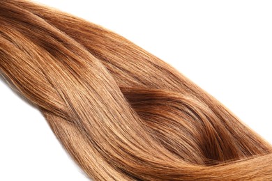 Image of Locks of healthy shiny hair on white background