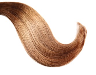Image of Lock of healthy shiny hair on white background