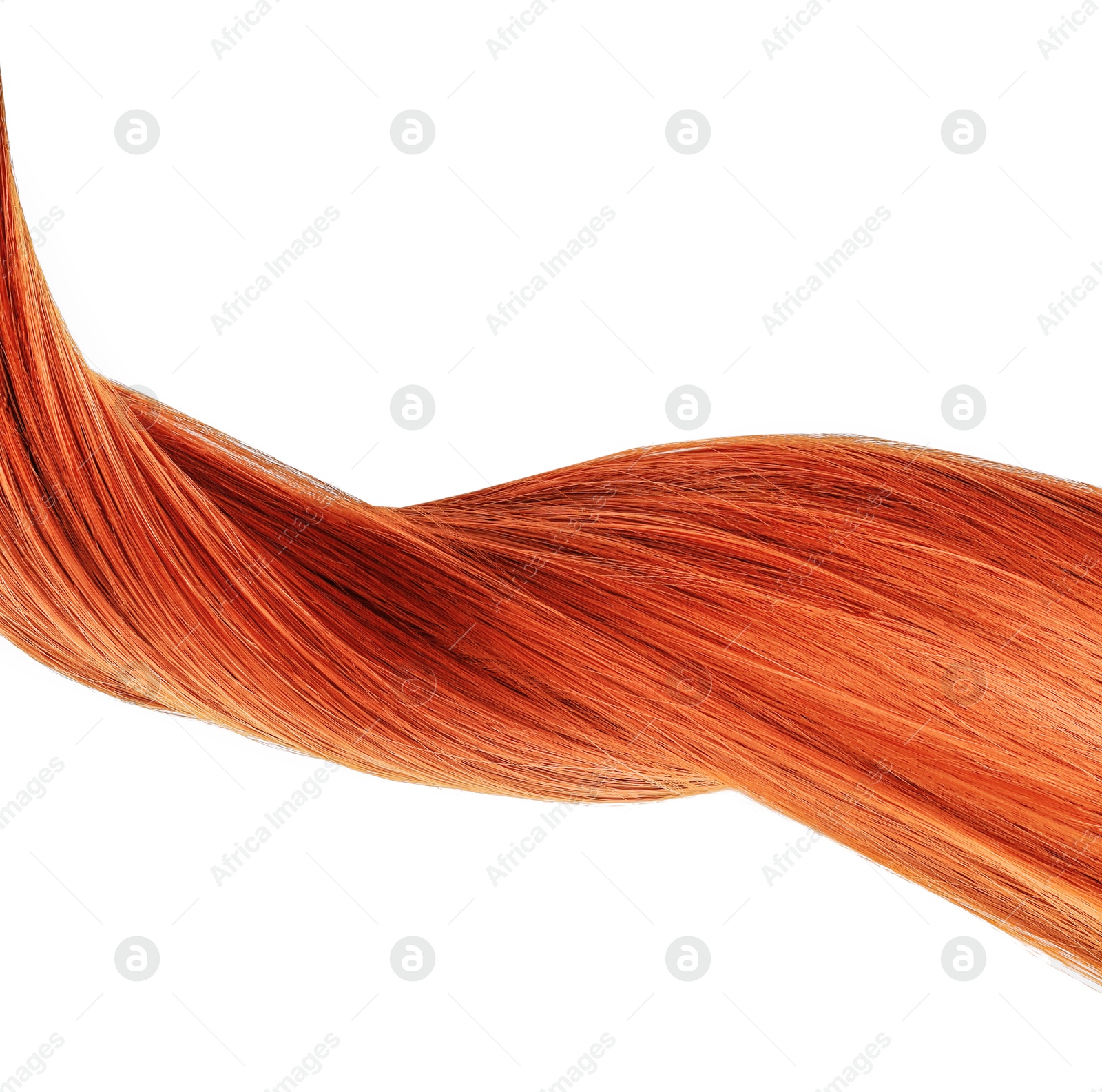 Lock of healthy shiny red hair on white background Image of Lock of healthy shiny red hair on white background