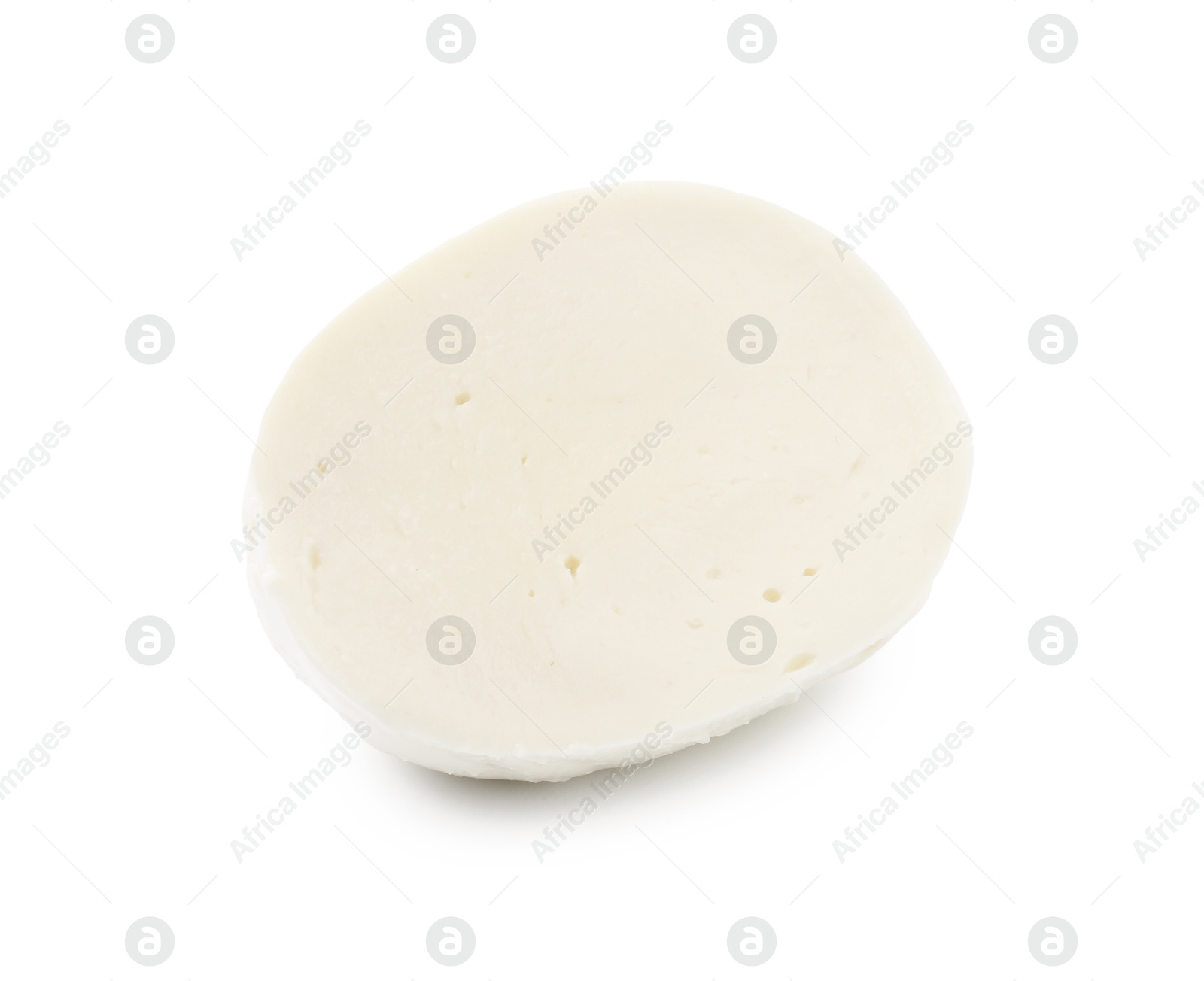 Slice of mozzarella cheese isolated on white Photo of Slice of mozzarella cheese isolated on white
