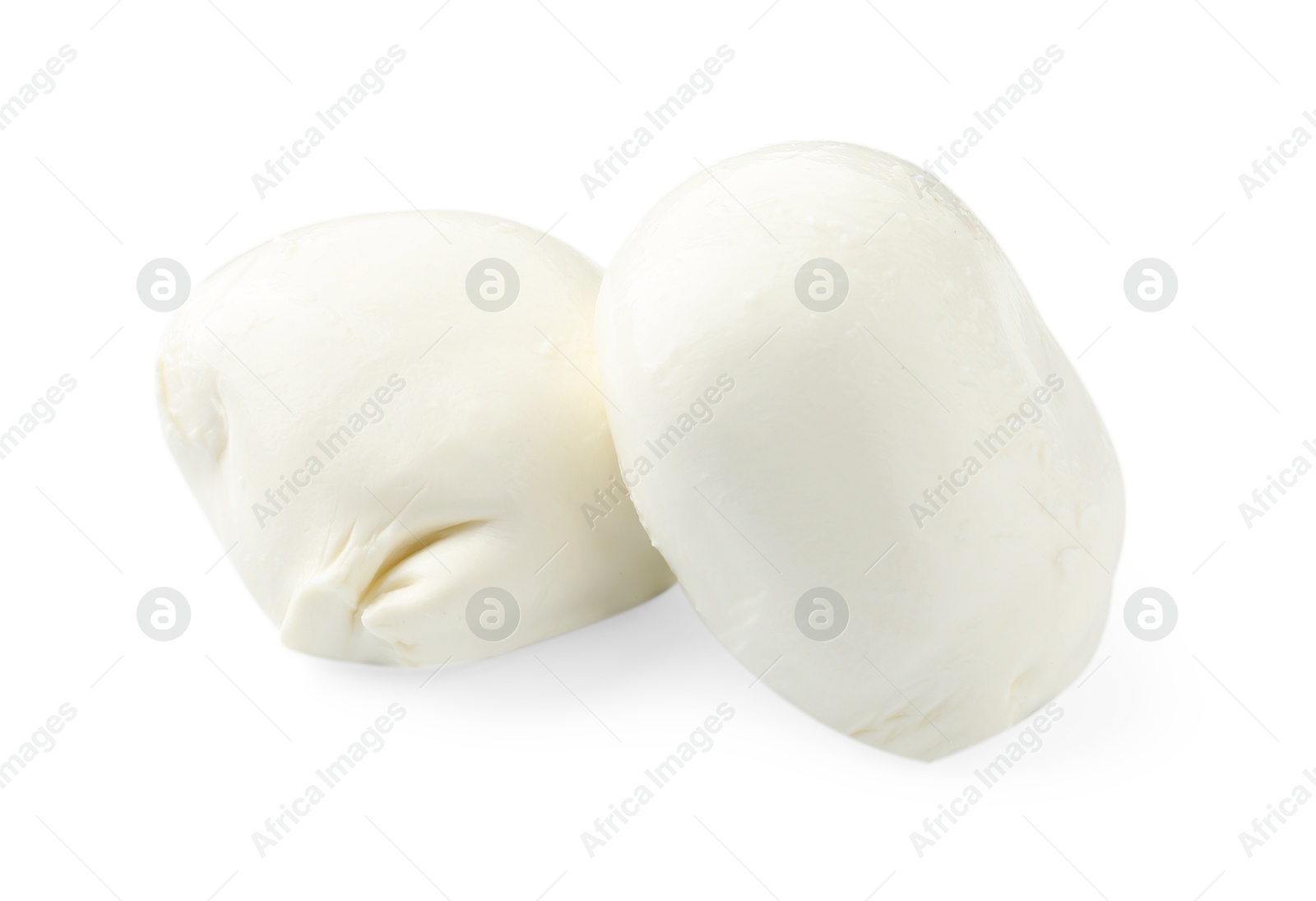 Tasty mozzarella cheese balls isolated on white Photo of Tasty mozzarella cheese balls isolated on white