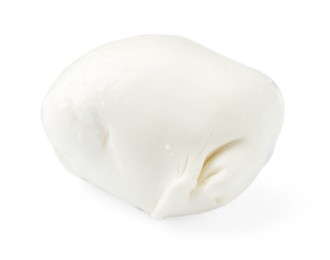 Photo of Tasty mozzarella cheese ball isolated on white