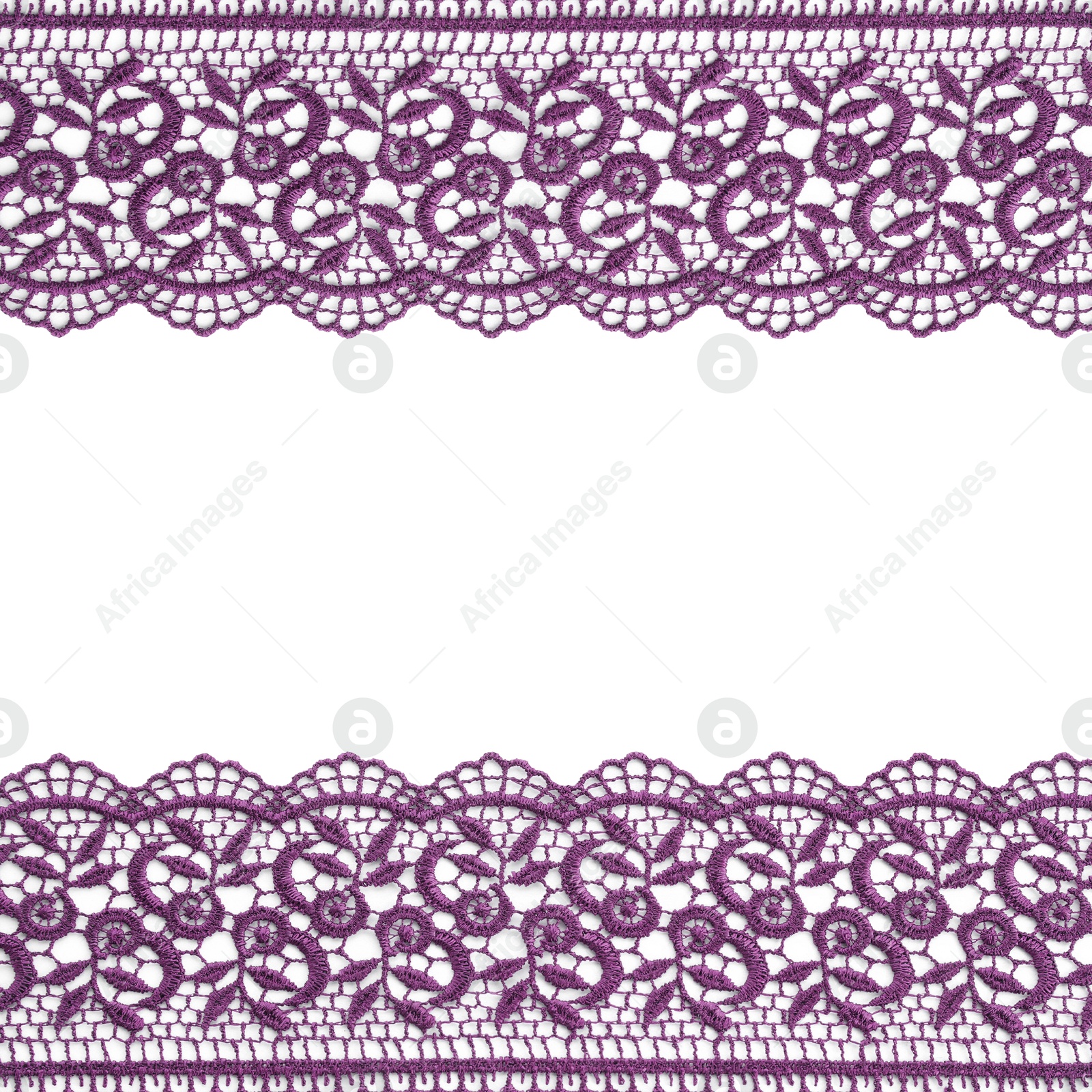 Frame made of beautiful purple lace on white background Image of Frame made of beautiful purple lace on white background