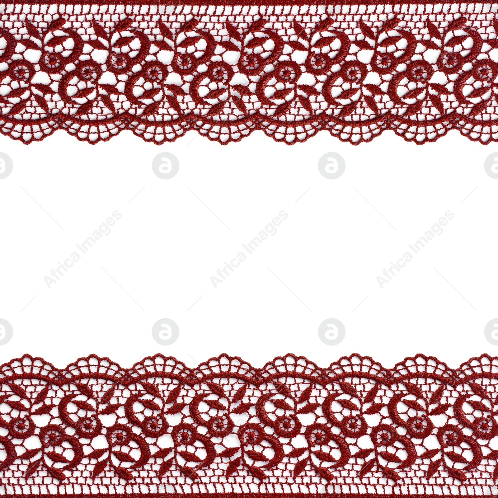 Frame made of beautiful red lace on white background Image of Frame made of beautiful red lace on white background
