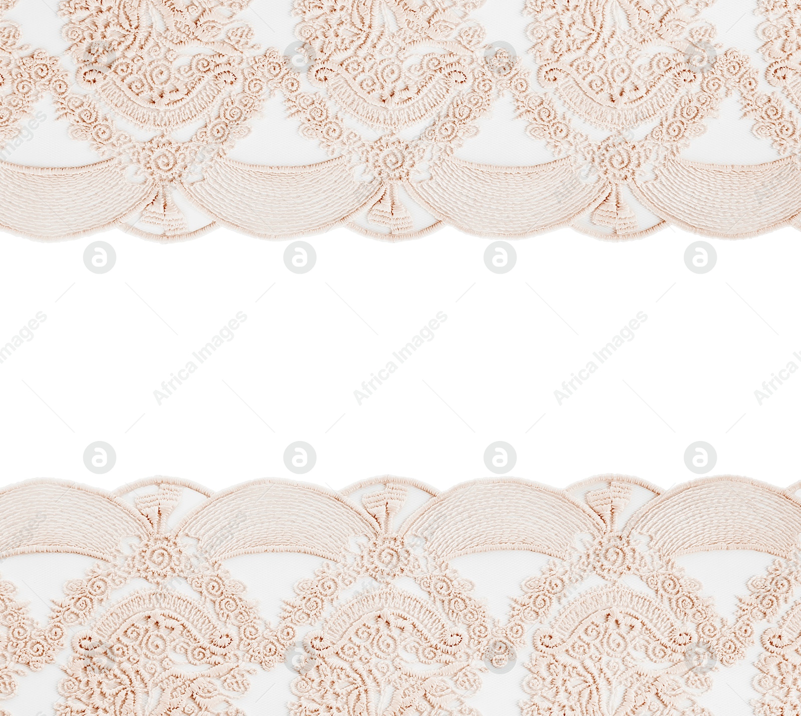 Frame made of beautiful beige lace on white background Image of Frame made of beautiful beige lace on white background