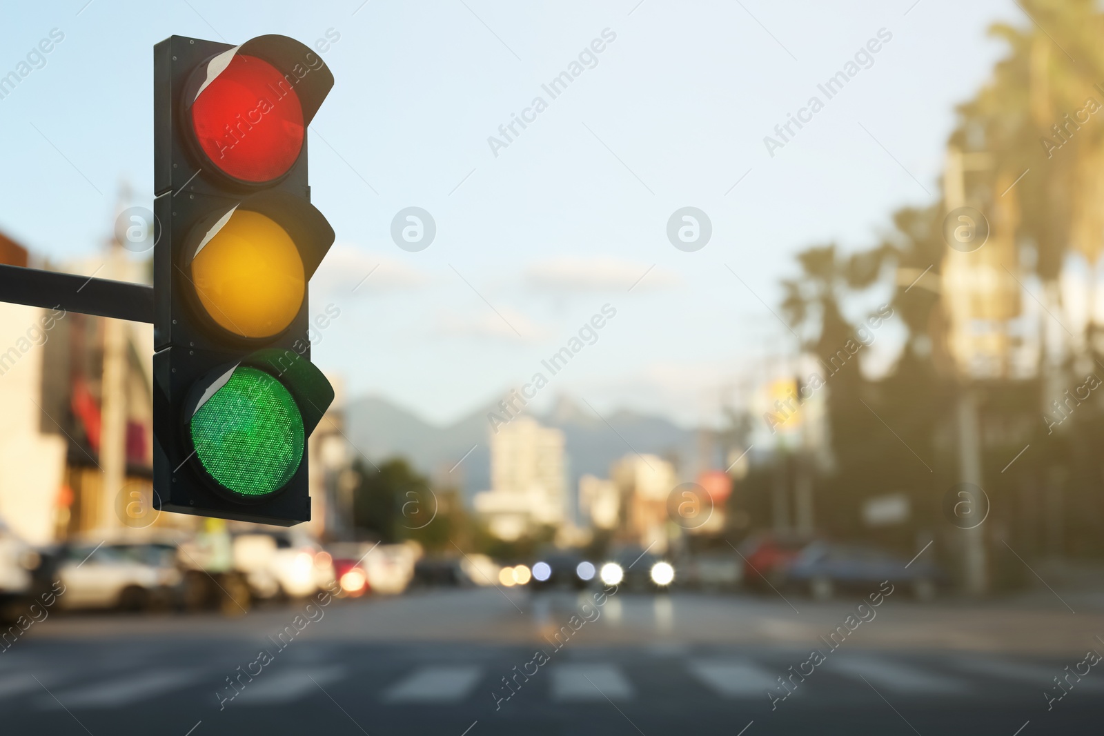 Traffic lights on city road. Signaling device Image of Traffic lights on city road. Signaling device