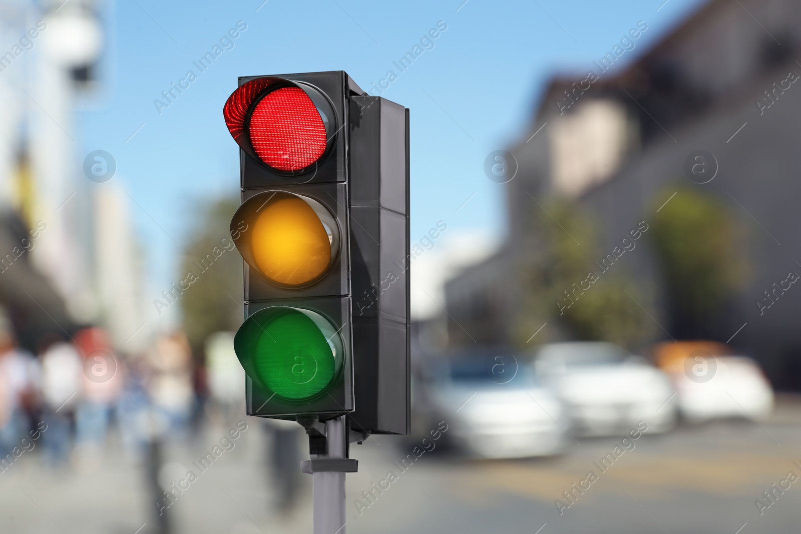 Traffic lights on city road. Signaling device Image of Traffic lights on city road. Signaling device