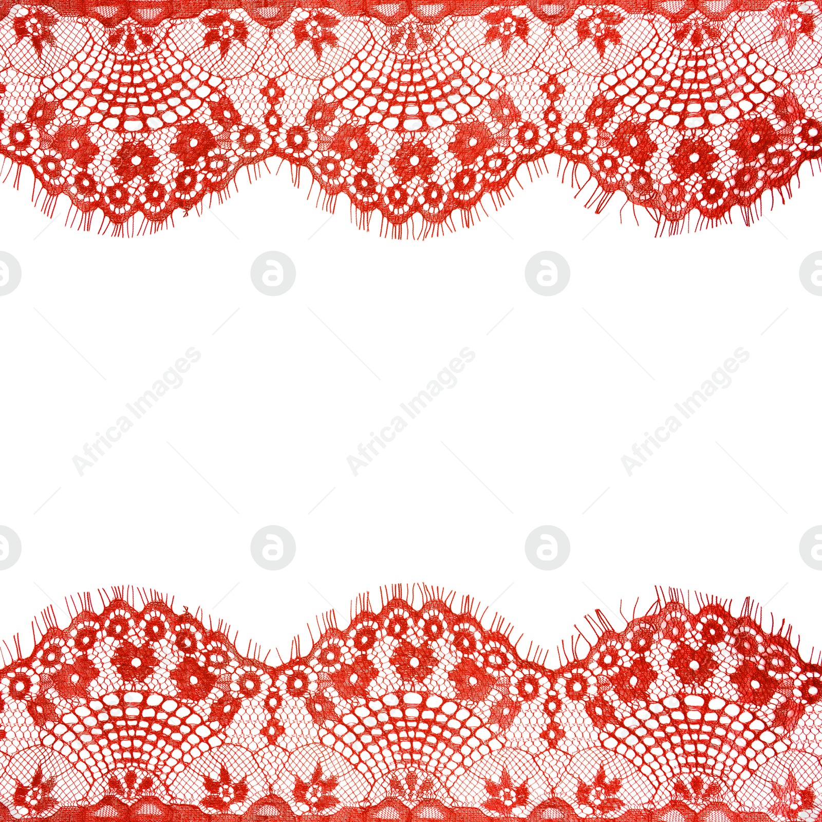 Frame made of beautiful red lace on white background Image of Frame made of beautiful red lace on white background