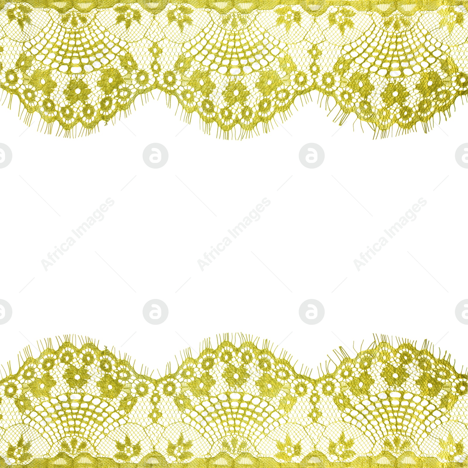 Frame made of beautiful yellow lace on white background Image of Frame made of beautiful yellow lace on white background