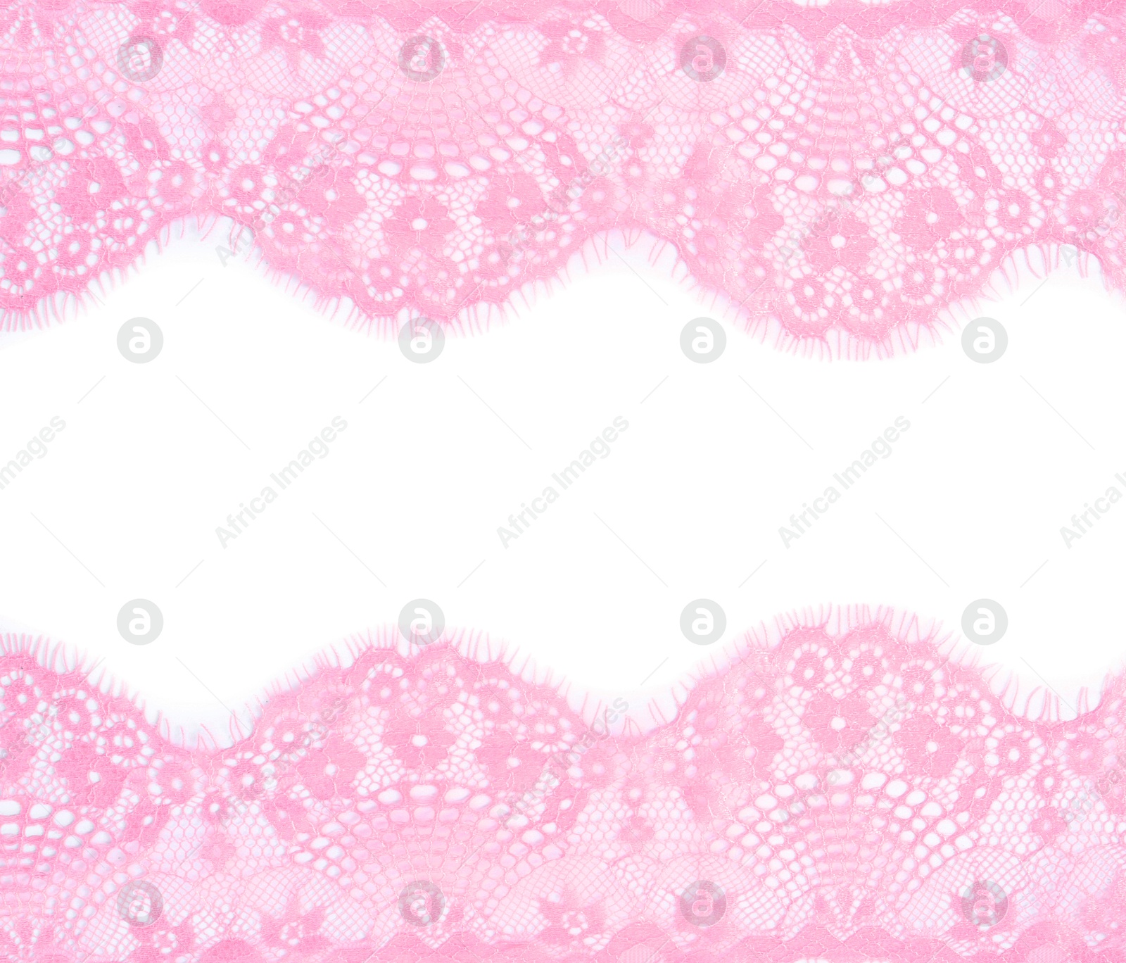 Frame made of beautiful pink lace on white background Image of Frame made of beautiful pink lace on white background