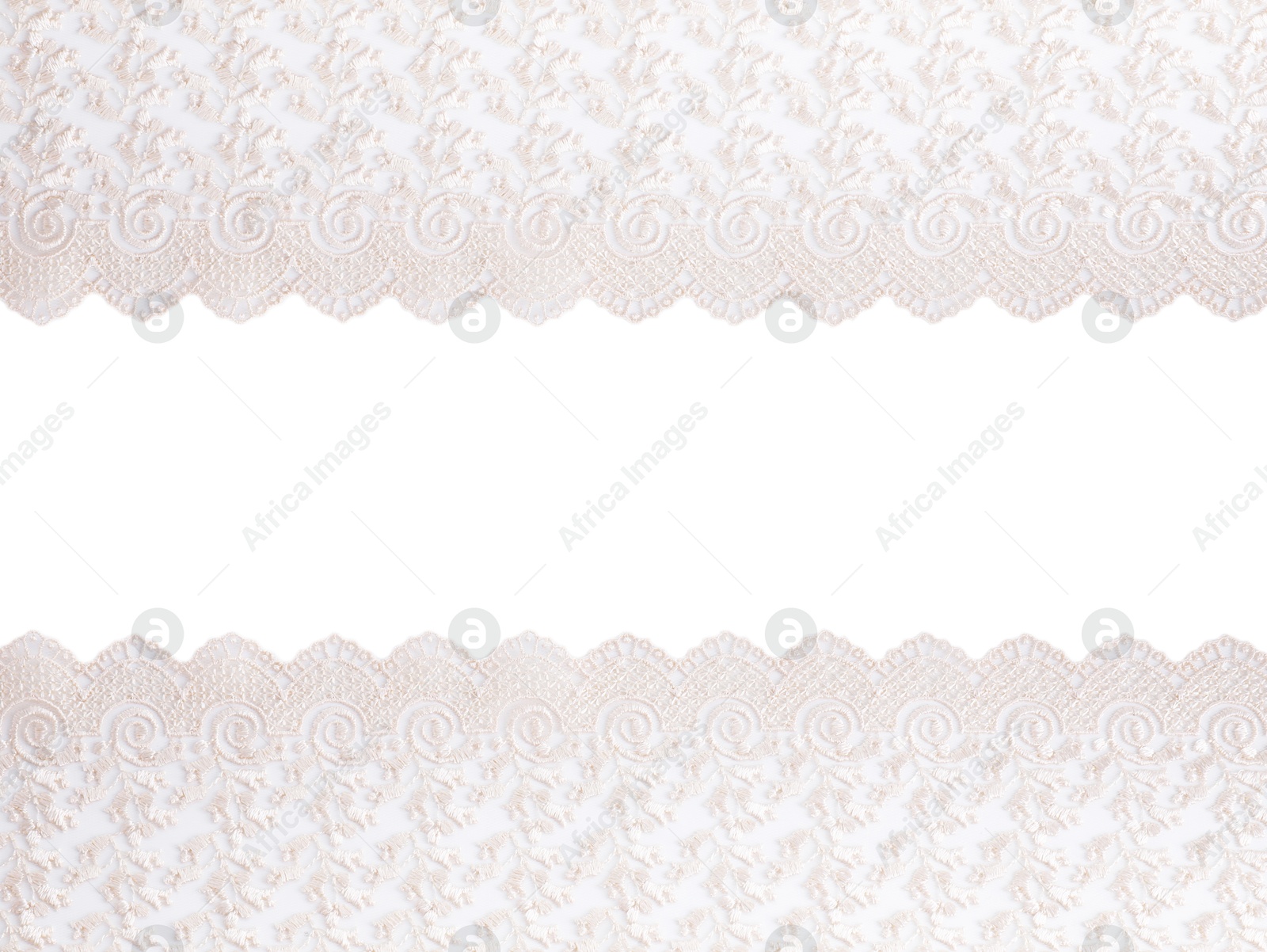Frame made of beautiful beige lace on white background Image of Frame made of beautiful beige lace on white background