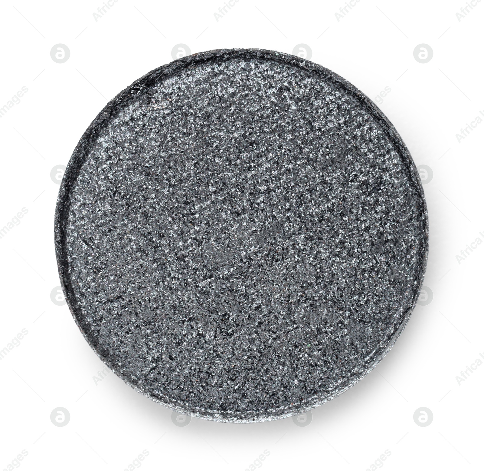 Beautiful eyeshadow refill pan isolated on white, top view Photo of Beautiful eyeshadow refill pan isolated on white, top view