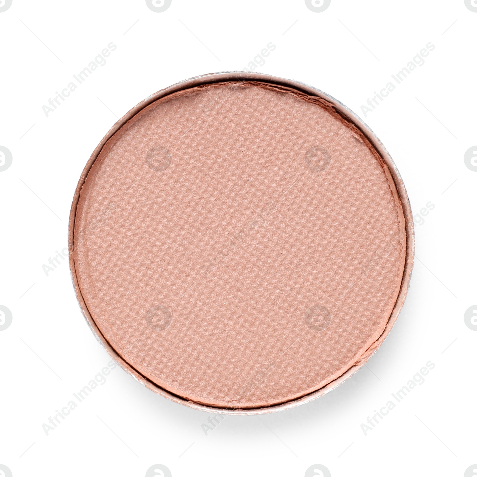 Beautiful eyeshadow refill pan isolated on white, top view Photo of Beautiful eyeshadow refill pan isolated on white, top view