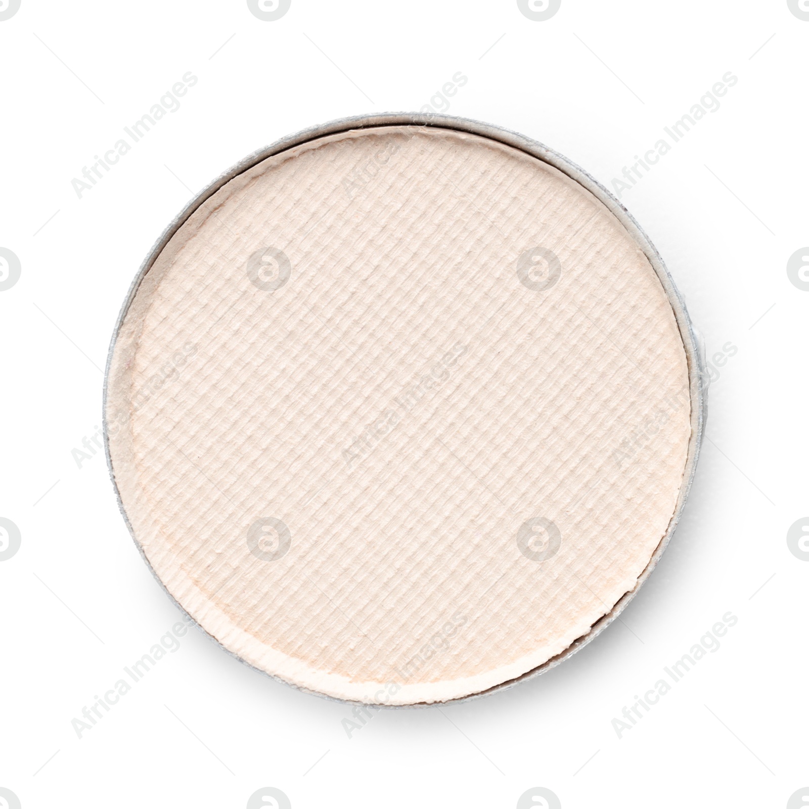 Beautiful eyeshadow refill pan isolated on white, top view Photo of Beautiful eyeshadow refill pan isolated on white, top view