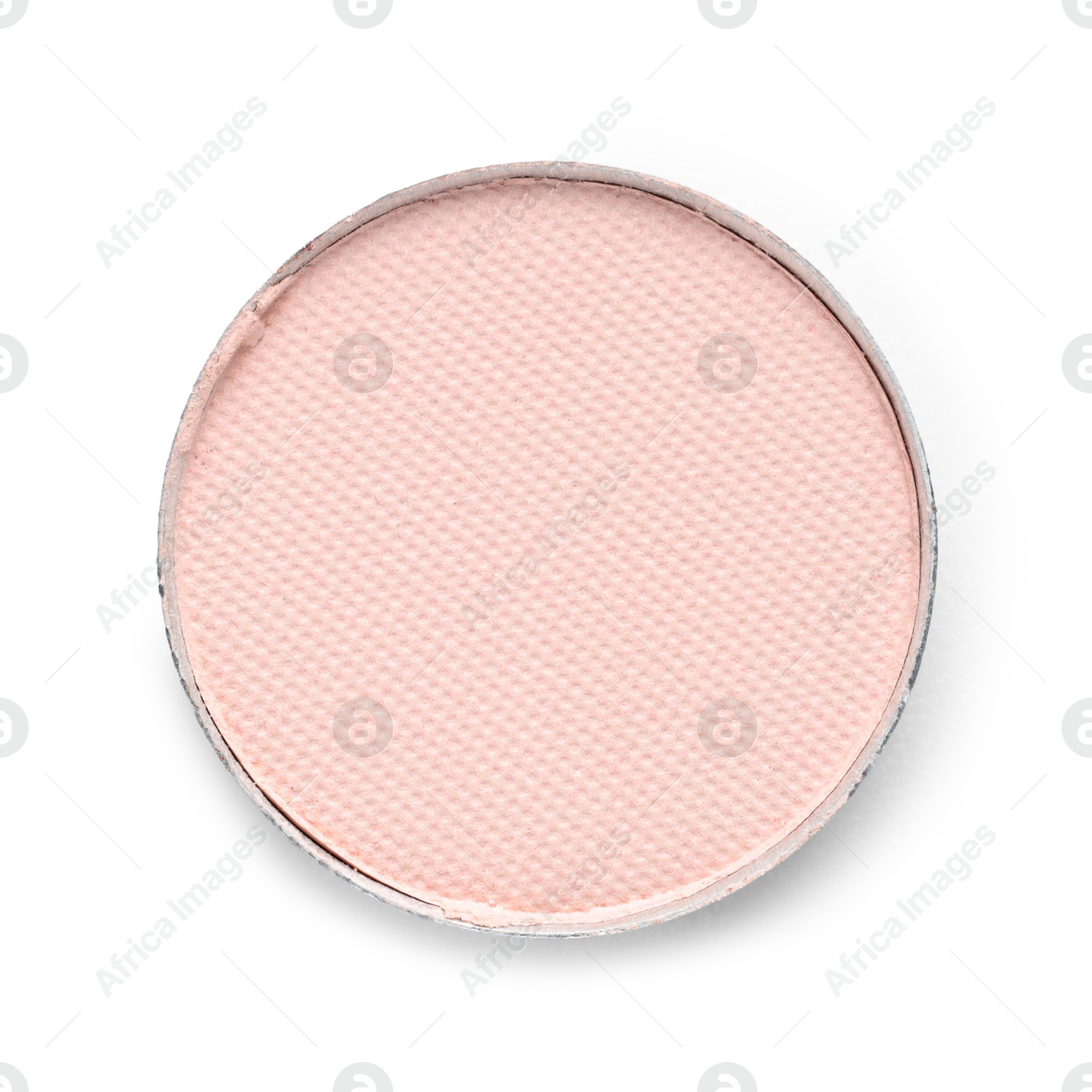 Beautiful eyeshadow refill pan isolated on white, top view Photo of Beautiful eyeshadow refill pan isolated on white, top view