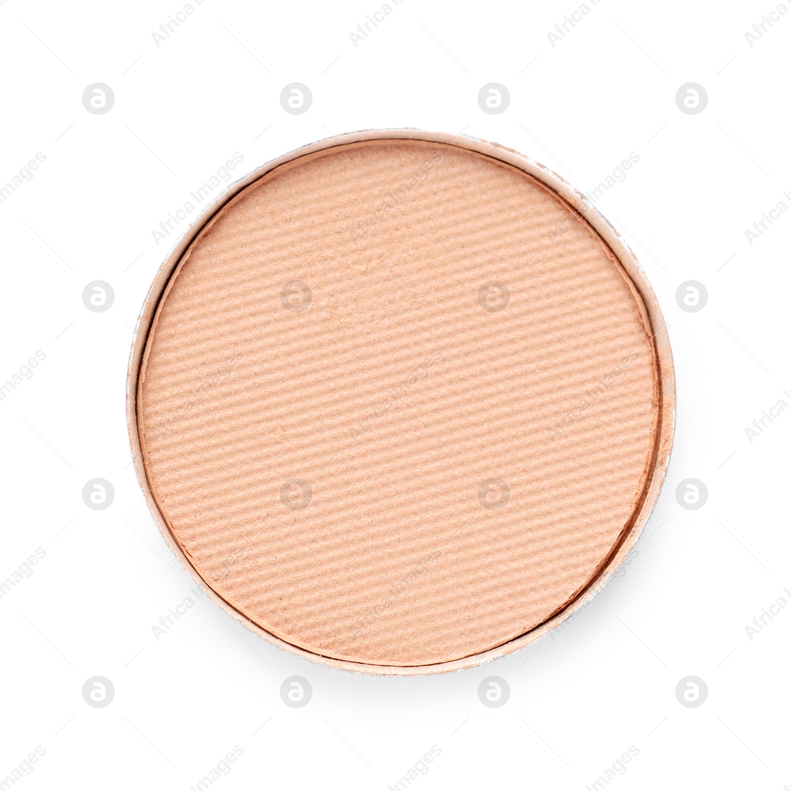 Beautiful eyeshadow refill pan isolated on white, top view Photo of Beautiful eyeshadow refill pan isolated on white, top view