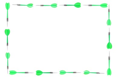 Image of Frame made of green darts on white background