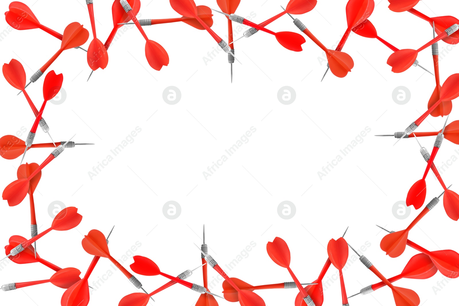 Image of Frame made of red darts on white background
