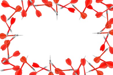 Image of Frame made of red darts on white background