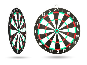 Image of Dartboard isolated on white, side and front view